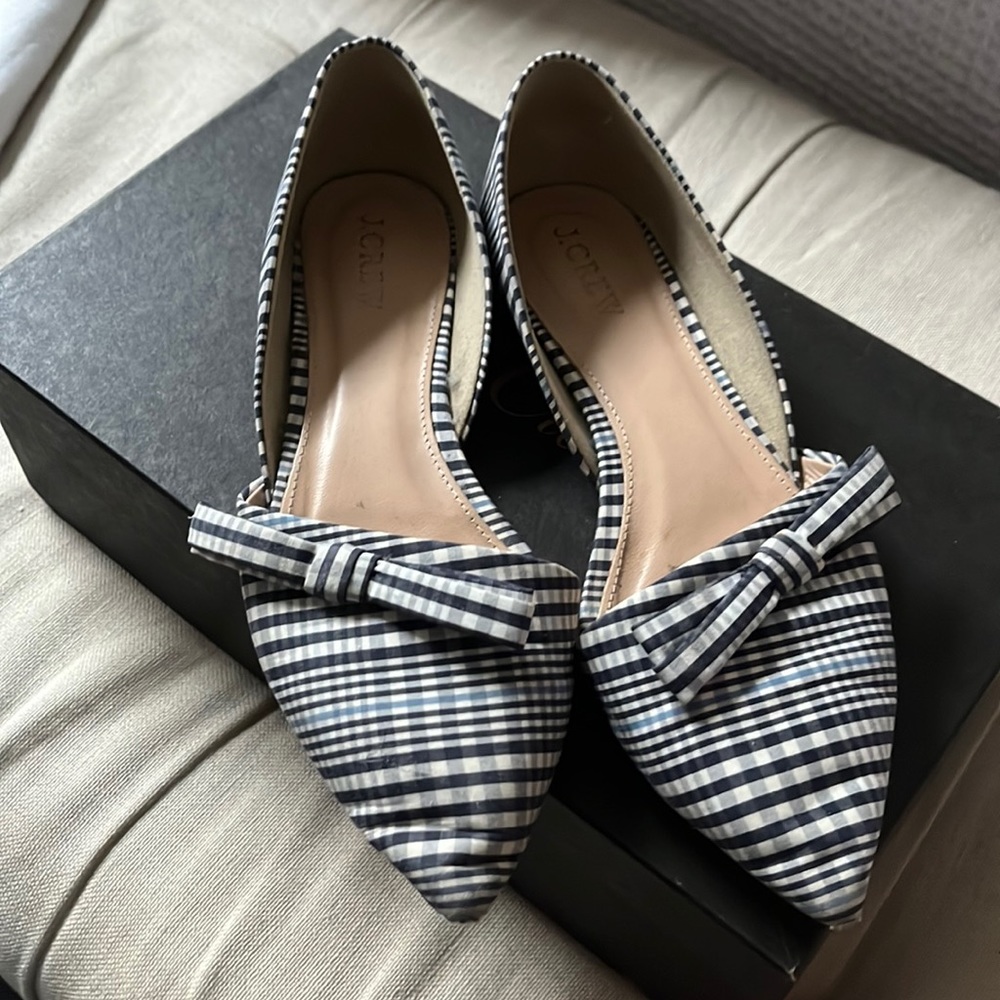 J. Crew plaid flats 6 navy white